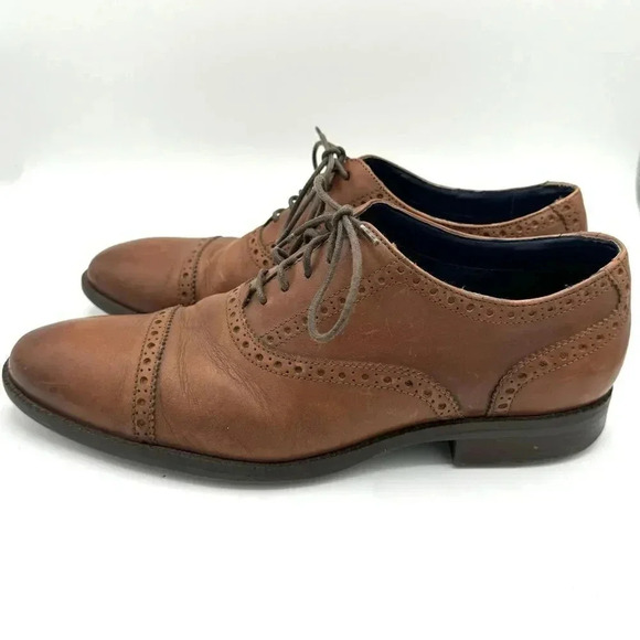 COLE HAAN Wayne Cap Toe Oxford in British Tan Size 8.5 - Picture 2 of 10